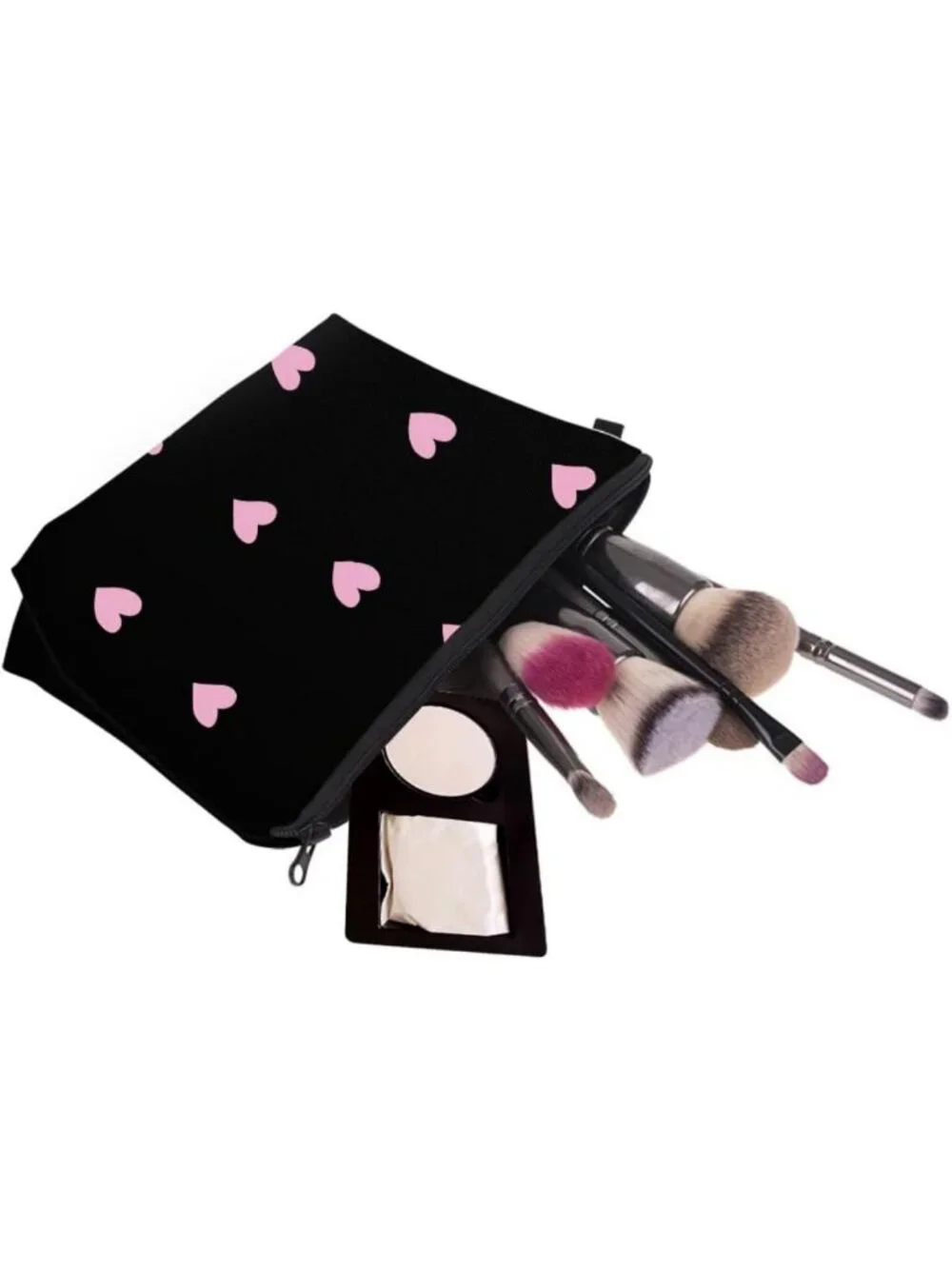Chic Pink Heart Travel Makeup Bag | Small Cosmetic Pouch Gift for Women